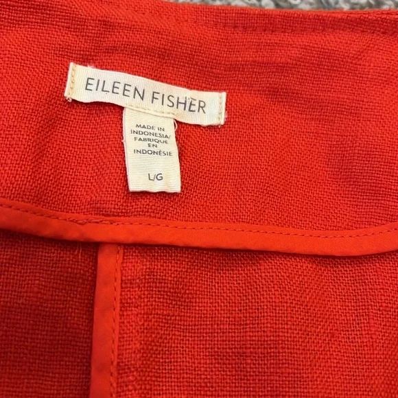EILEEN FISHER Coral Organic Linen Jacket LARGE Oversize Top Capsule Large L - Picture 10 of 16